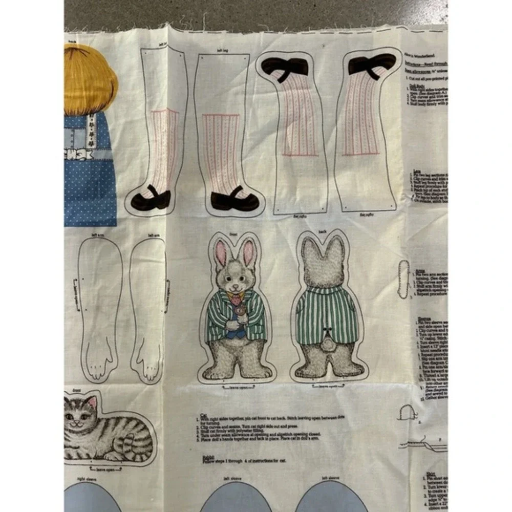 Alice and Wonderland‎ Cut & Sew Fabric Panel  By VIP Cranston White Rabbit & Cat
